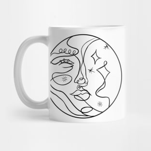 moon woman with groovy lines Mug